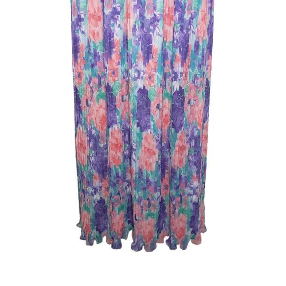 Diane Freis Women's Sz L Floral V-neck Drop Waist Maxi Dress(1816) - Picture 4 of 8